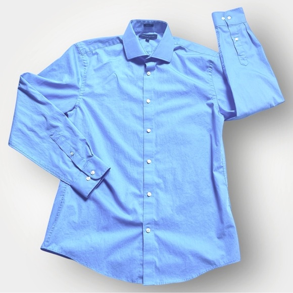 Tommy Hilfiger Blue, Slim Fit Dress Shirt Classic Design - Picture 9 of 10